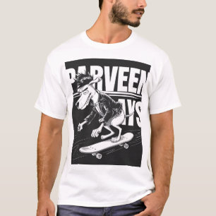 Cool Cartoon Dog on a Board T-Shirt