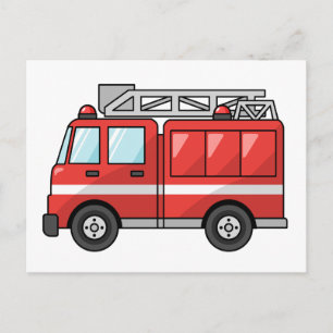 Cool Cartoon Fire Truck/Engine Postcard