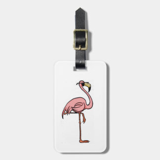 Cool cartoon flamingo luggage tag