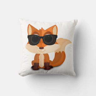 Cool Cartoon Fox Wearing Sunglasses Cute Woodland  Cushion