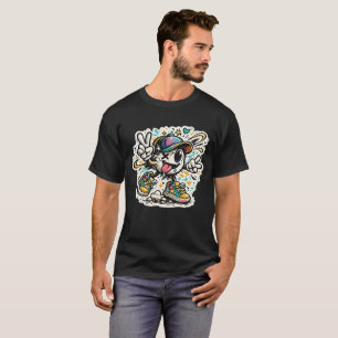 Cool Cartoon Peace Sign Character Graffiti Street T-Shirt