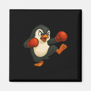 Cool Cartoon Penguin Boxer Kickboxing  Magnet