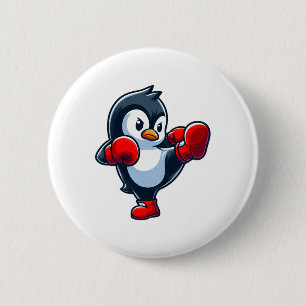 Cool Cartoon Penguin Boxing Fighter 6 Cm Round Badge