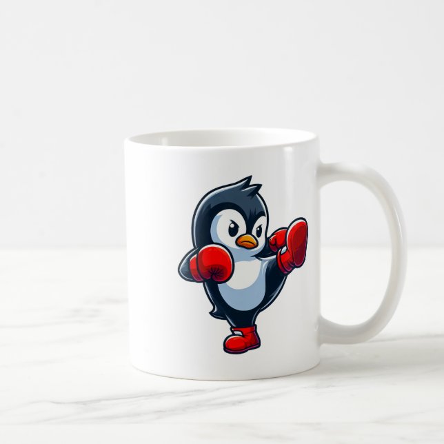 Cool Cartoon Penguin Boxing Fighter  Coffee Mug (Right)