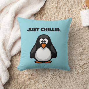 Cool Cartoon Penguin – Just Chillin' Arctic Vibes Cushion