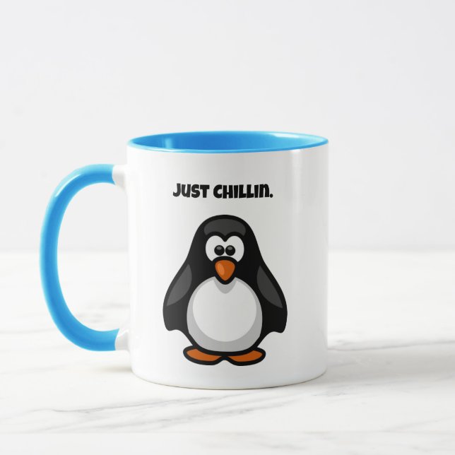 Cool Cartoon Penguin – Just Chillin' Arctic Vibes Mug (Left)