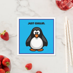 Cool Cartoon Penguin – Just Chillin' Arctic Vibes Napkin