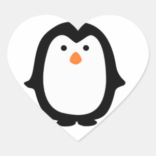 Cool Cartoon Penguin Stickers. Heart Sticker