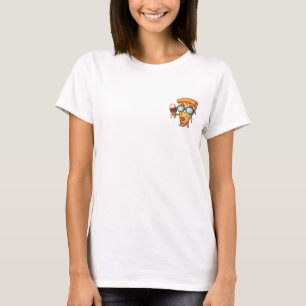 Cool Cartoon Pizza Slice Character Wearing Sunglas T-Shirt