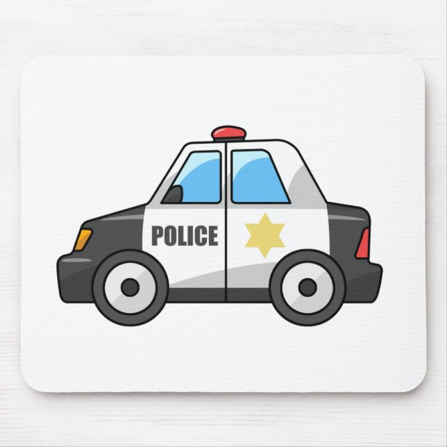 Cool Cartoon Police Car Mouse Mat (Front)