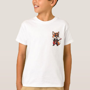 Cool Cartoon Rock Star Fox Playing Red Electric Gu T-Shirt