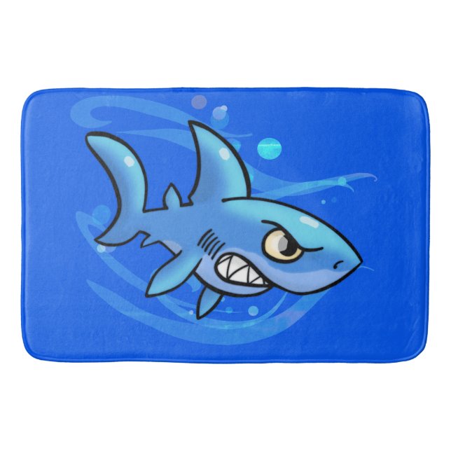 Cool Cartoon Shark Bath Mat (Front)