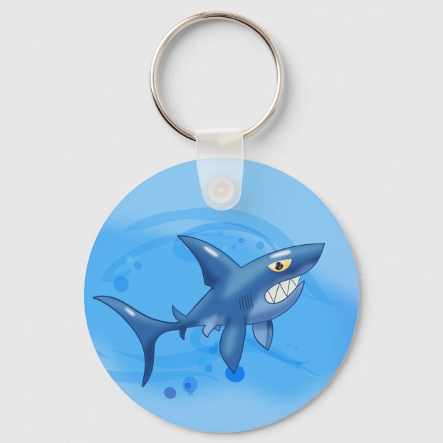 Cool Cartoon Shark Key Ring (Front)