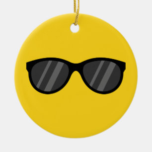 Cool Cartoon Sunglasses Ceramic Tree Decoration