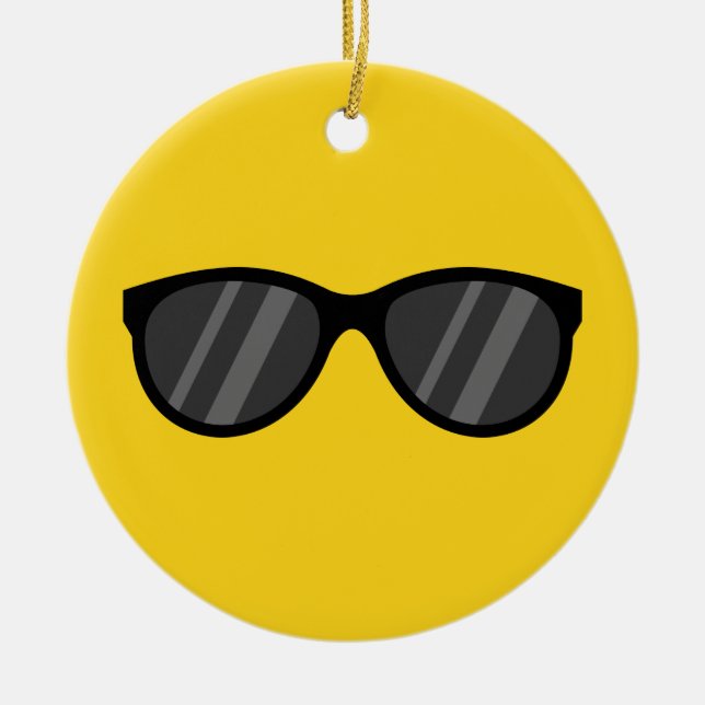Cool Cartoon Sunglasses Ceramic Tree Decoration (Front)