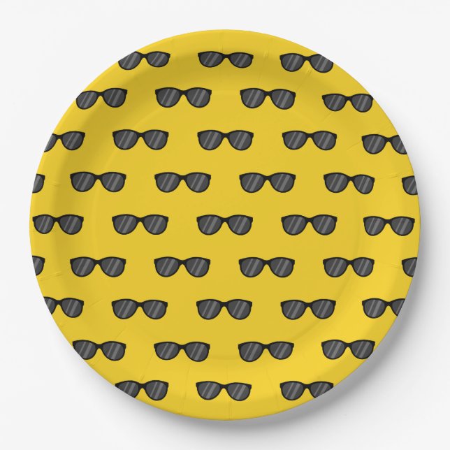 Cool Cartoon Sunglasses Paper Plate (Front)
