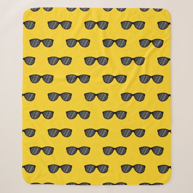 Cool Cartoon Sunglasses Sherpa Blanket (Front)