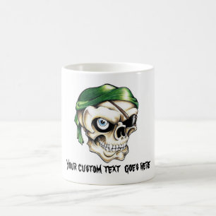 Cool cartoon tattoo symbol pirate skull bandanna coffee mug