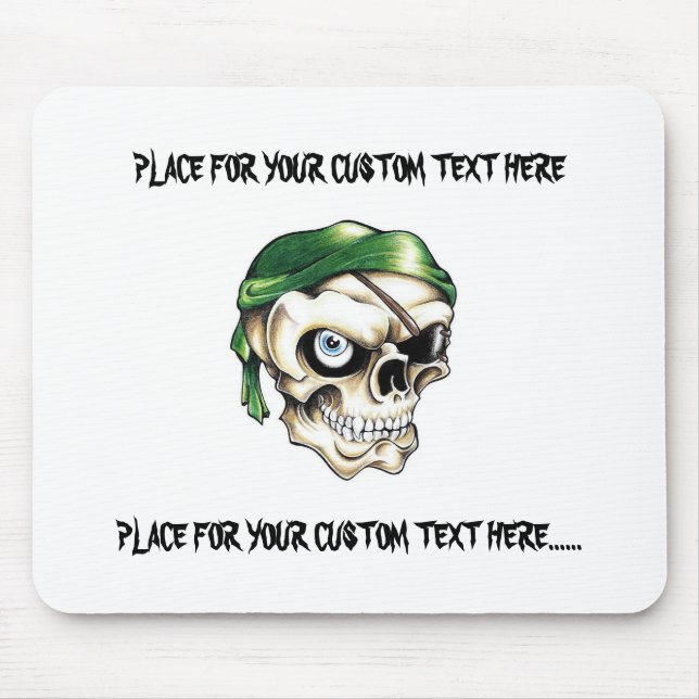 Cool cartoon tattoo symbol pirate skull bandanna mouse mat (Front)