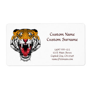 Cool cartoon tattoo symbol roaring feral tiger