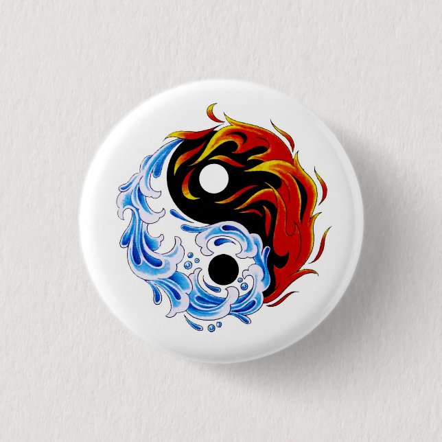 Cool cartoon tattoo symbol water fire Yin Yang 3 Cm Round Badge (Front)