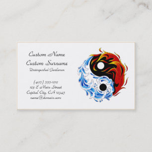 Cool cartoon tattoo symbol water fire Yin Yang Business Card