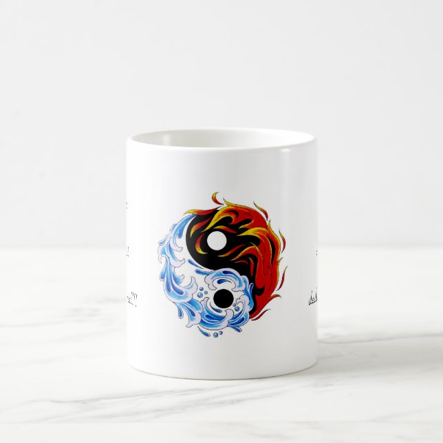 Cool cartoon tattoo symbol water fire Yin Yang Coffee Mug (Center)