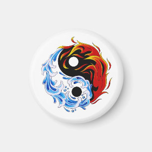 Cool cartoon tattoo symbol water fire Yin Yang Magnet