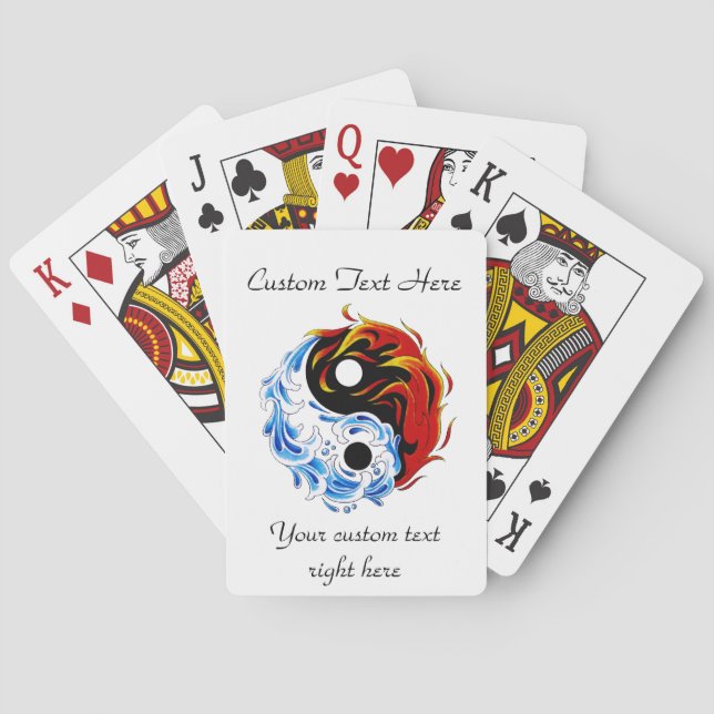 Cool cartoon tattoo symbol water fire Yin Yang Playing Cards (Back)