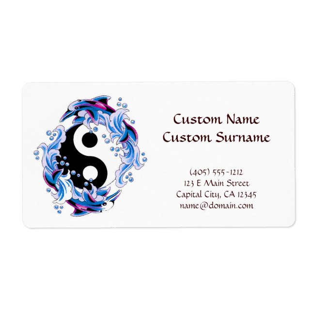 Cool cartoon tattoo symbol Yin Yang Dolphins (Front)