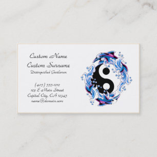 Cool cartoon tattoo symbol Yin Yang Dolphins Business Card