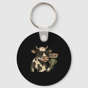 Cool Cash Cow Bruh Sungles Money Funny Animal Cow  Key Ring