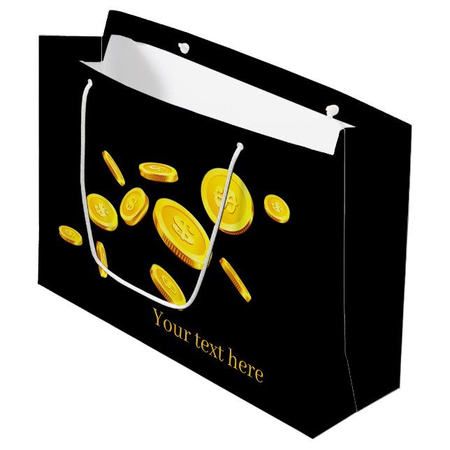 cool Casino coins add text Large Gift Bag (Front Angled)