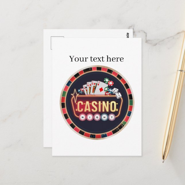 Cool Casino night customisable Postcard (Front/Back In Situ)