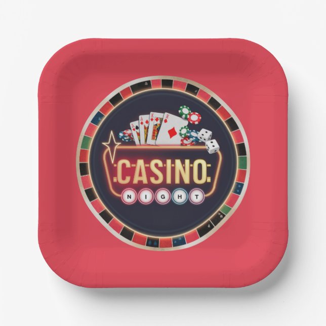 Cool Casino night gambling lovers party  Paper Plate (Front)