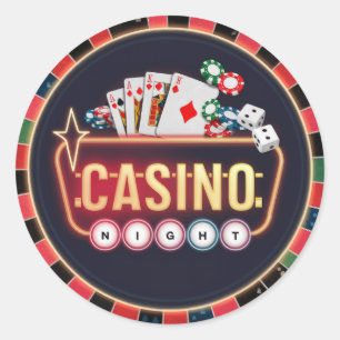 Cool Casino night word art gambling Classic Round Sticker