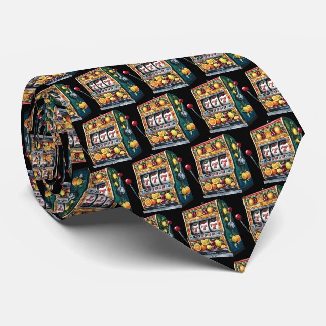 Cool Casino slot machine tiled pattern Tie (Rolled)