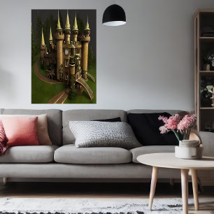 Cool castle in the forest   AI Art Poster