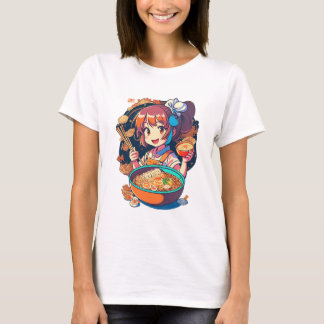cool casual with "Anime Character Eating" T-Shirt