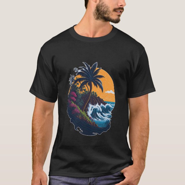 cool casual with "Crashing Waves Edge " T-Shirt (Front)