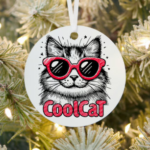 Cool Cat 1 Metal Tree Decoration