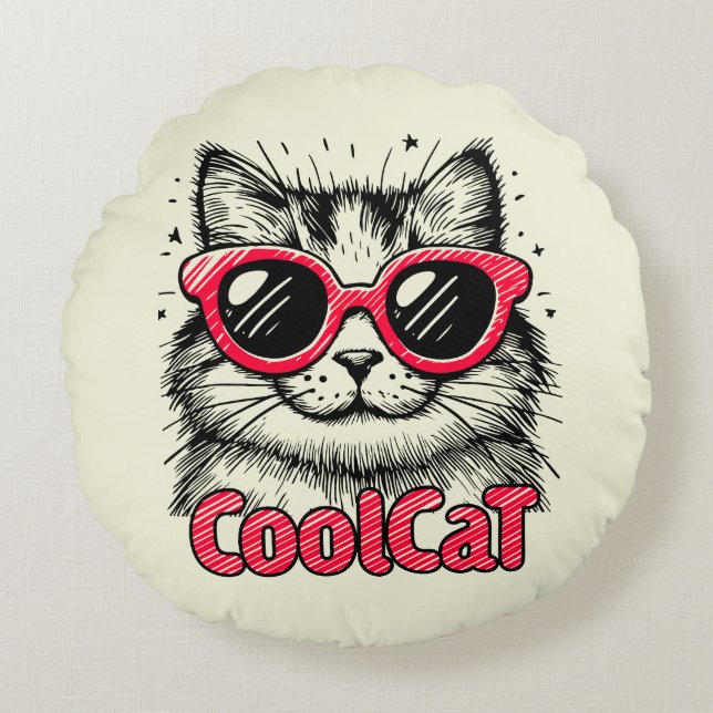Cool Cat 1 Round Cushion (Front)