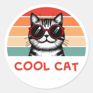 Cool cat 2 classic round sticker