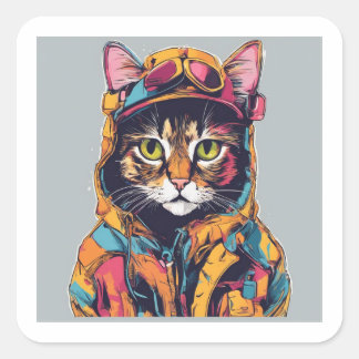 Cool Cat 2 Square Sticker