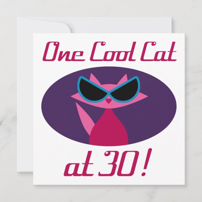 Cool Cat 30th Birthday Card (Front)
