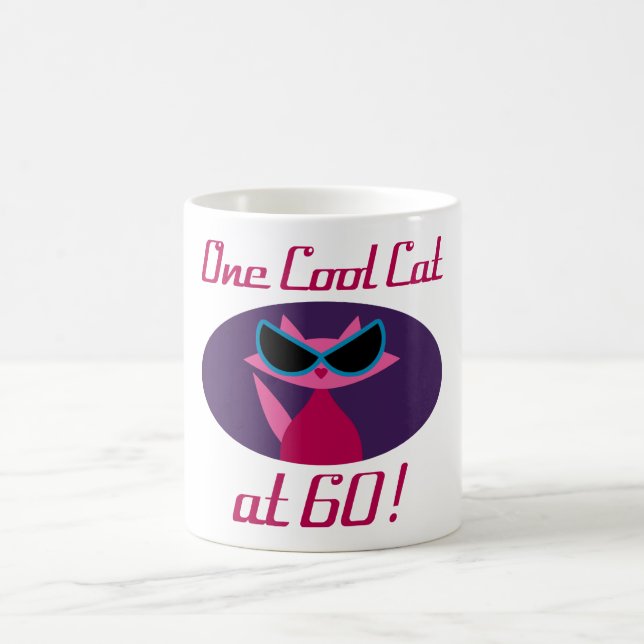 Cool Cat 60th Birthday Coffee Mug (Center)