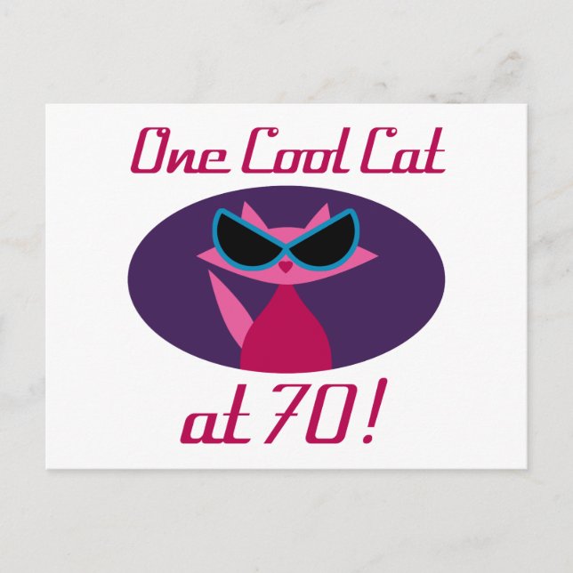 Cool Cat 70th Birthday Postcard (Front)
