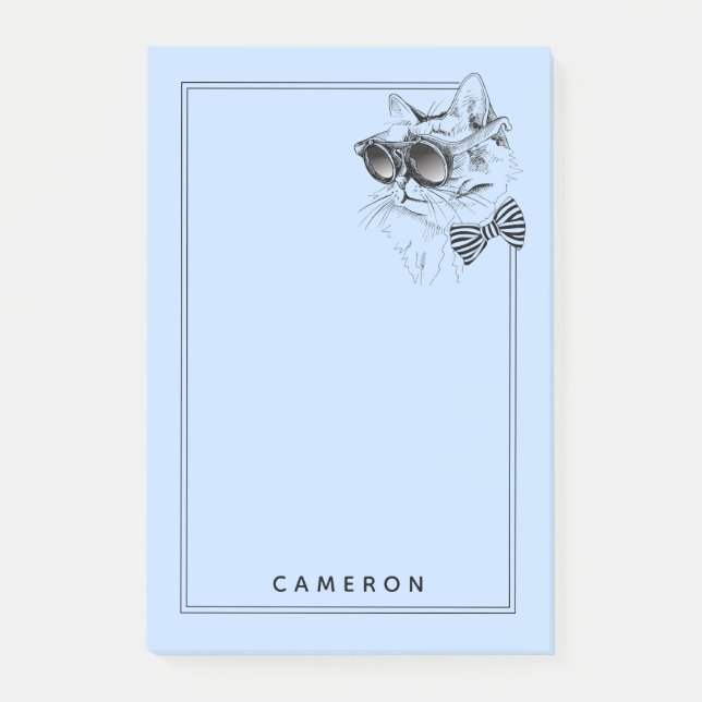 Cool Cat | Add Your Name Post-it Notes (Front)