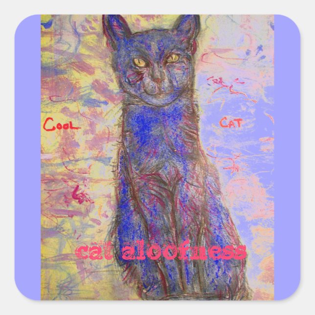 cool cat aloofness square sticker (Front)