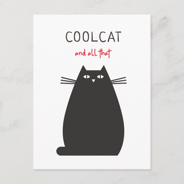 Cool Cat And All That Fun Quote Illustration Postcard (Front)